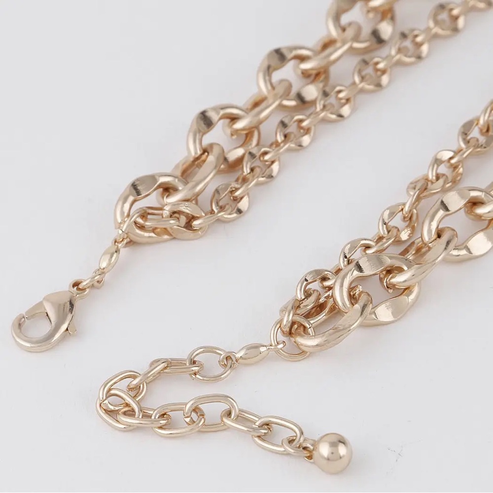 Gold Plated Double Chain Necklace - Picture 3 of 3